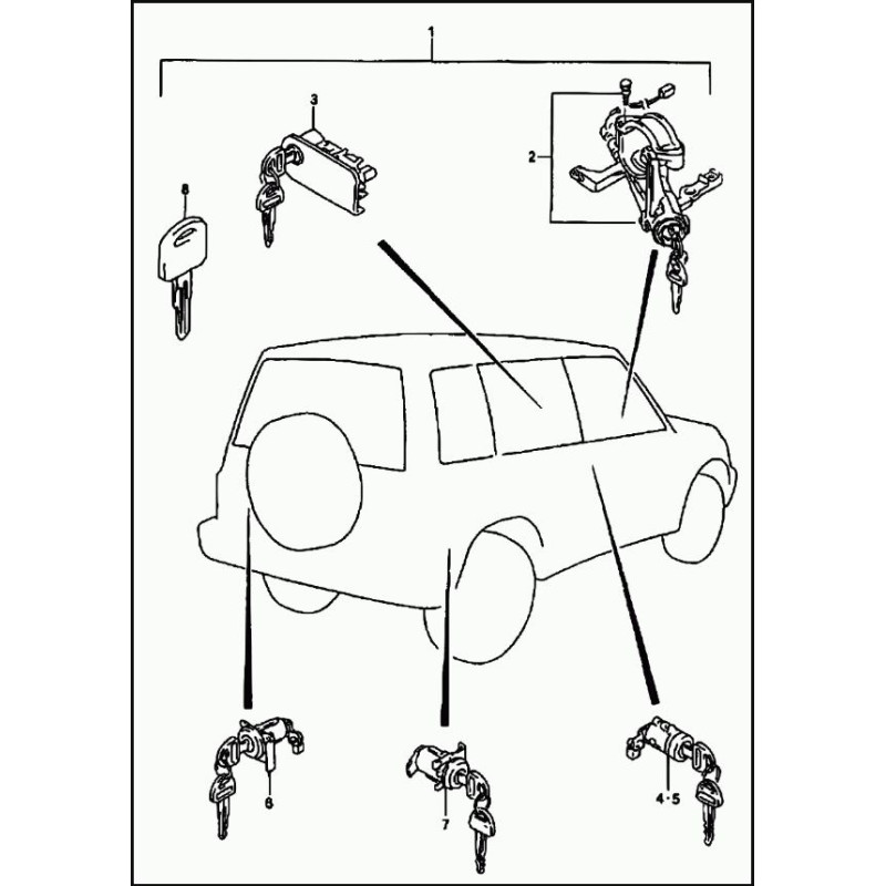 CONJUNTO CERRADURAS Y BOMBIN ARRANQUE VITARA 2.0 HDI 3PUERTAS